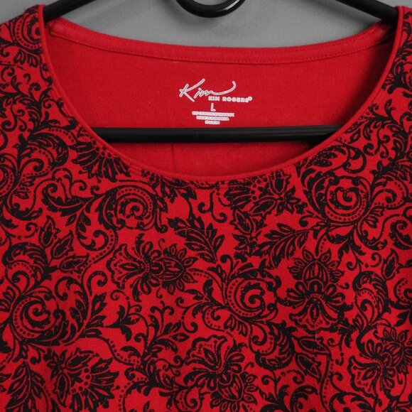 Kim Rogers Women's Crew Neck Long Sleeve Top Black & Red Floral Size Lar… - Picture 4 of 6